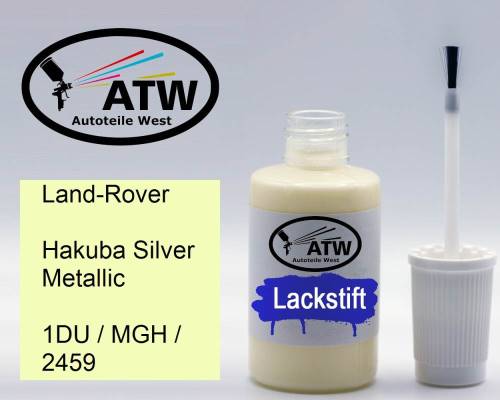 Land-Rover, Hakuba Silver Metallic, 1DU / MGH / 2459: 20ml Lackstift, von ATW Autoteile West.